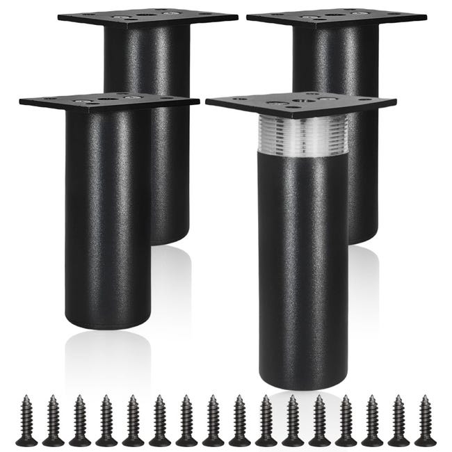4 Pièces - Pièces De Mobilier Réglables, 10 Cm De Hauteur, Pièces Réglables De 1 À 10 Mm, Avec Bords, Adaptées Aux Meubles, Canapés, Noirs.