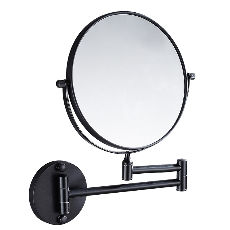 Miroir Télescopique Pliable Pour Salle De Bain, Miroir De Courtoisie, Miroir De Beauté, Miroir Mural Grossissant - Noir, 1 Pièce