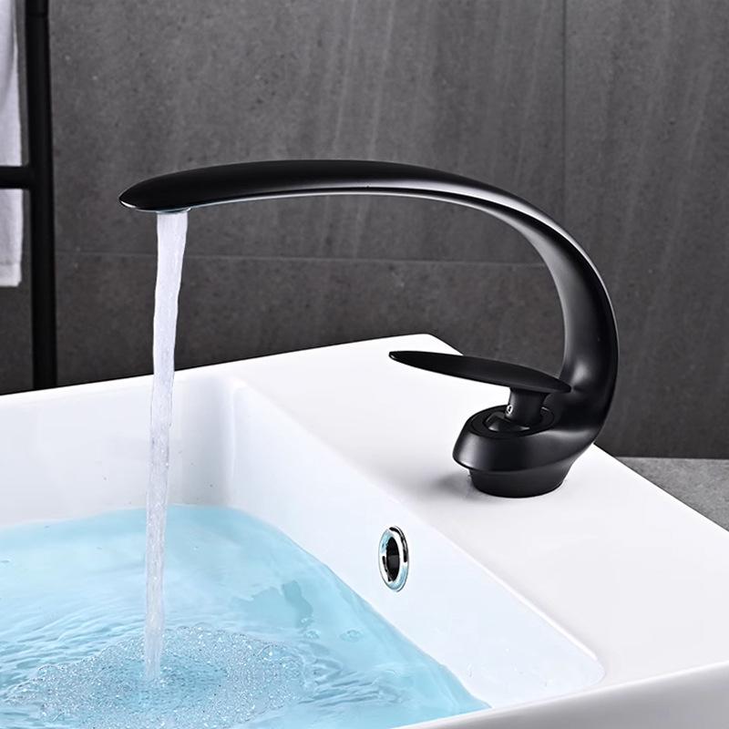 Robinets De Lavabo Salle De Bains En Laiton-noir Évier Mitigeu Mitigeu Monotrou Vanité Grue Lavabo Art Évier Robinet