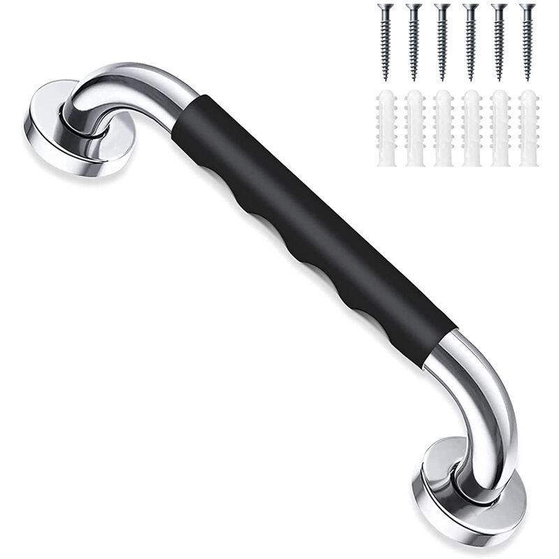 Poignée De Baignoire 50cm Noir Barre Appui Murale Antidérapant Poignée De Sécurité En Acier Inox Pour Toilette Wc Escalier