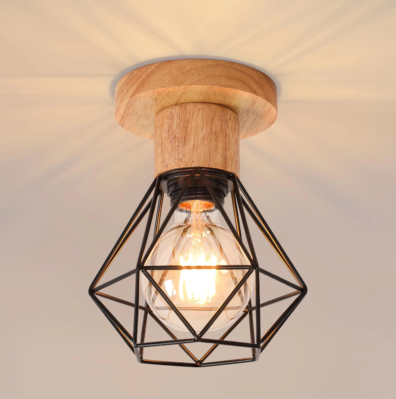 Plafonnier Industriel E27, Suspension Vintage, Plafonnier Rétro En Métal, Lampe D'Intérieur, Noir