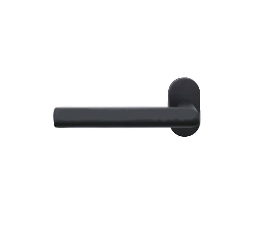 Poignée De Porte À Angle Droit Avec Cache Ovale Noir Mat En Acier Inoxydable 304, Serrure À Profil Étroit, Paire De Poignées De Porte