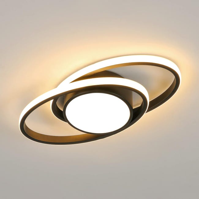 Goeco Plafonnier Led, Lampe De Plafond Rond 39w, Lumière Chaude 3000k, Moderne Luminaire Plafonnier Pour Salon Chambre Cuisine (noir) 38.5176 Cm