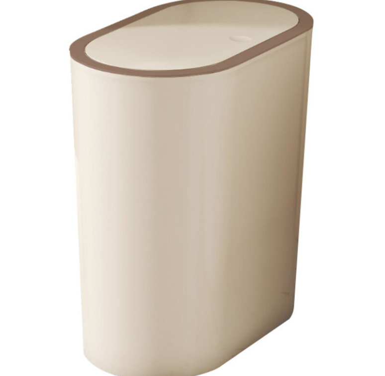 Poubelle Salle Bain Avec Couvercle Basculant Design Compact Et Moderne Plastique Résistant Et Facile À Nettoyer Avec Capacité 15l 17 X 31 X 31 Cm,crème Jaune