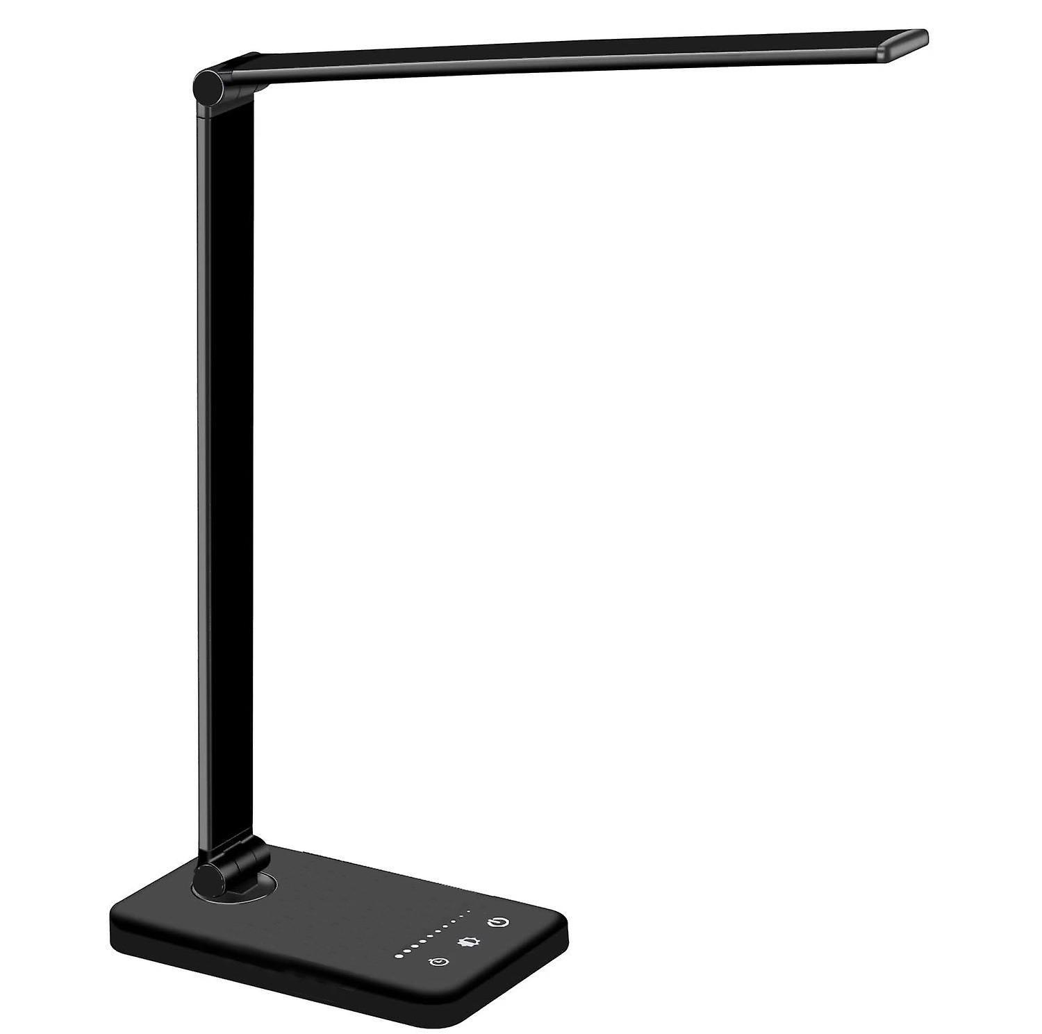 Lampe De Bureau Led, Gradation Et Correspondance Des Couleurs À 5 Vitesses, Écran Tactile, Chargement Sans Fil, Port De Chargement Usb (noir) Noir