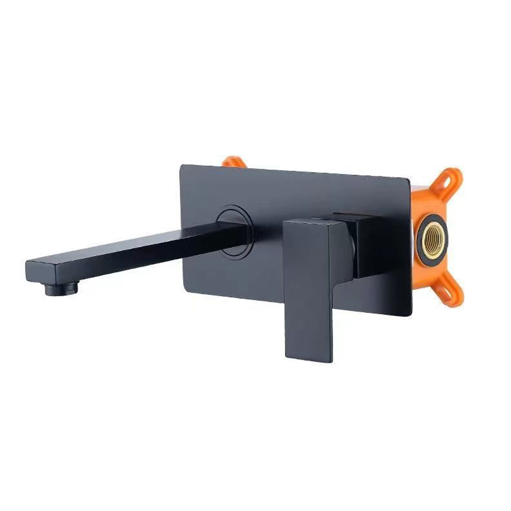 Robinet De Lavabo, Robinet Intégré En Cuivre Avec Eau Chaude Et Froide Intégrées, Noir
