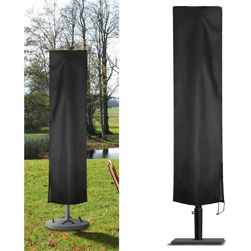 Housse Parasol Déporté Jardin En 210d Oxford Imperméable, Housse De Protection Parasol Déporté Anti-uv/poussière(240x57x57cm, Noir)