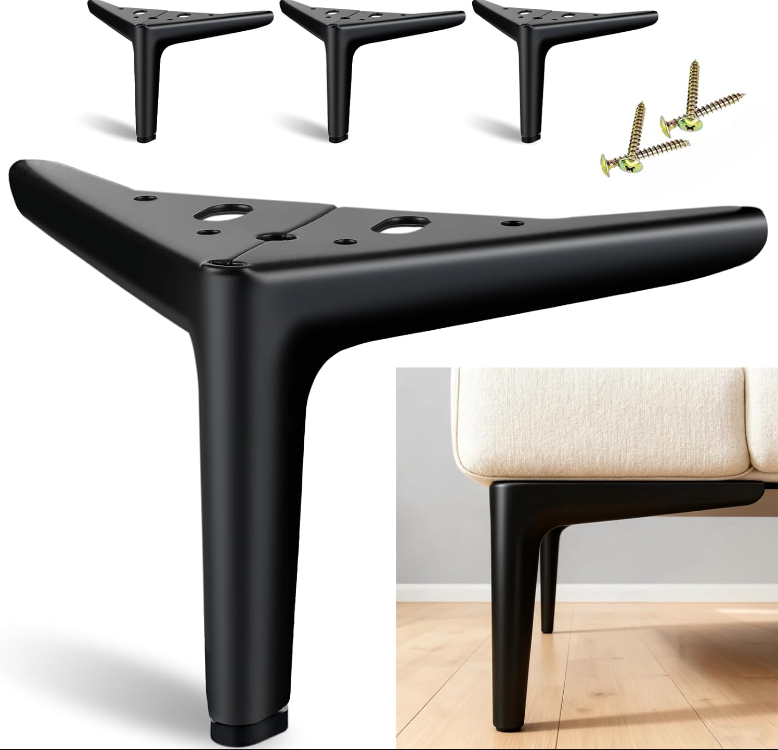 Pieds De Meubles Noirs 12 cm, Pieds De Meuble En Métal Lot De 4, Pieds Courts Diy Modernes Pour Armoire, Commode, Buffet, Table De Chevet, Canapé