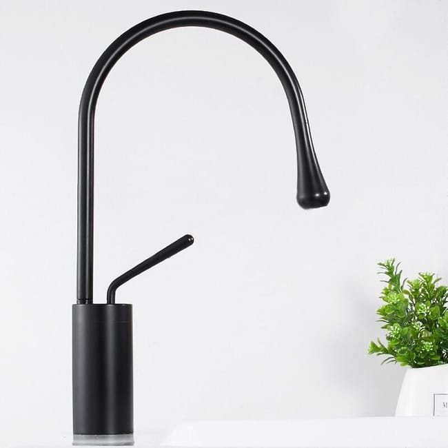 Robinet Mitigeur De Lavabo Noir Créatif, Robinet De Lavabo À Poser Pivotant À 360 °, Robinet De Salle De Bain En Laiton À Bec Haut (sku Produit : 95210252 Sku Offre : Lehuamwj1419)