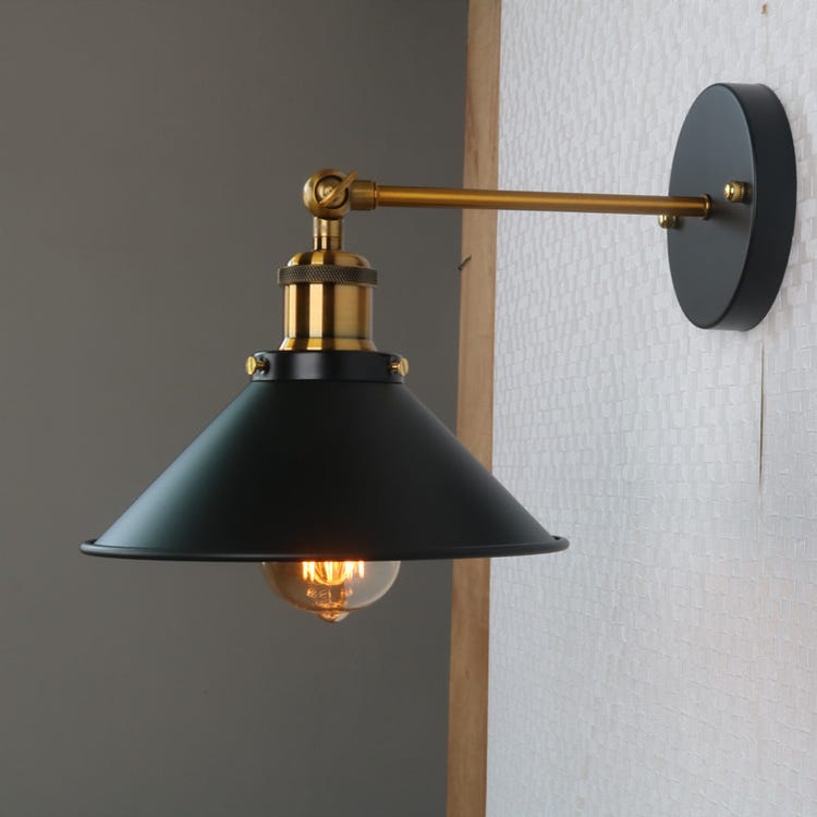Applique Murale Industrielle Vintage Abat-jour Double Applique Noire Rétro Appliques Métal E27 Parfait Pour Cuisine Restaurant (ampoule Non Incluse)
