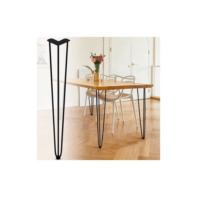 Set 4 Pcs Pieds De Table En Métal En Épingle Support De Meuble Hauteur De 71cm (diamètre Du Pôle 12 Mm) Noir (sku Produit : 95503945 Sku Offre : Lehua25.3.31-17)