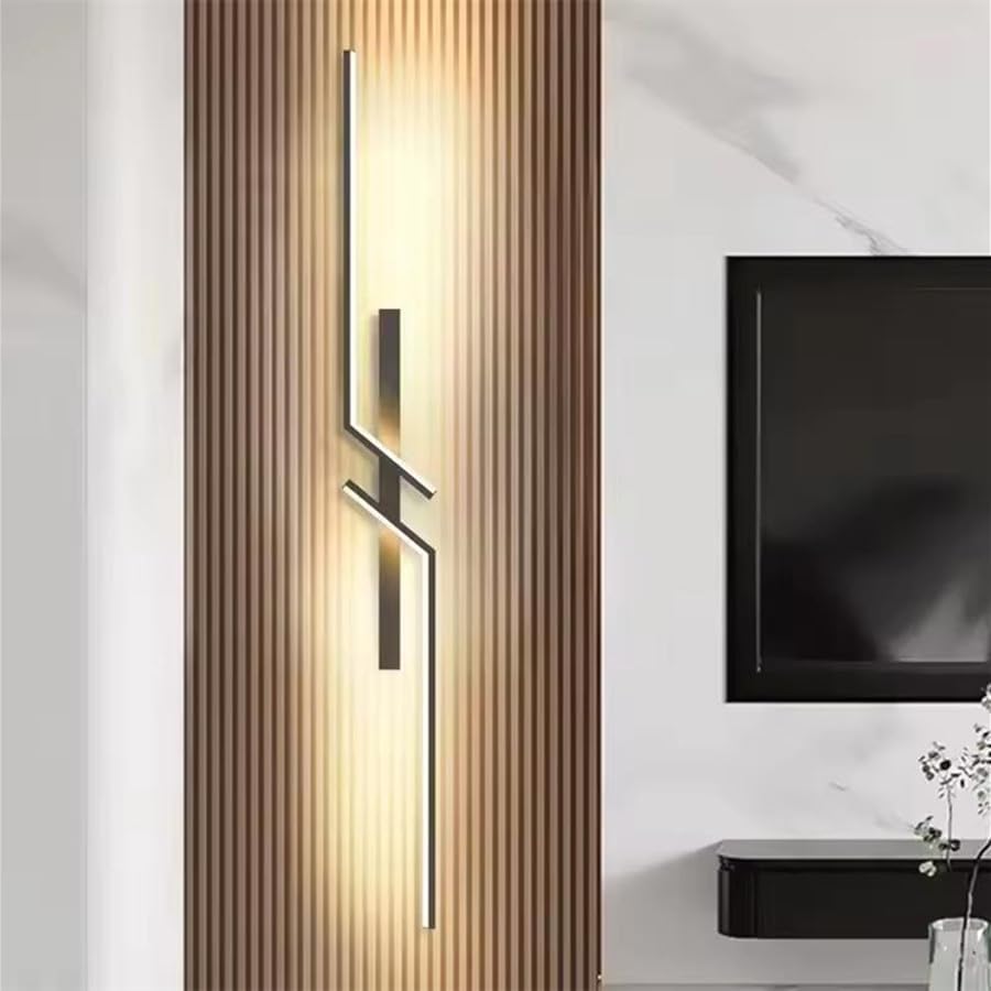 Applique Murale D'Intérieur Led, 24 W, 3000 K, Blanc Chaud, Applique Murale Moderne En Acrylique Pour Chambre À Coucher, Noire，60cm