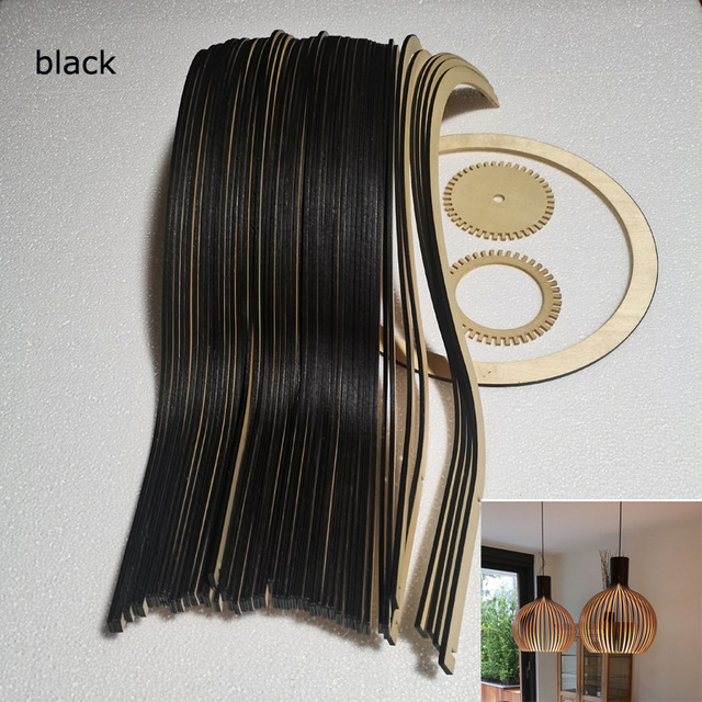 Ineasicer Lampe (ø45cm) Suspension En Bois Naturel Composée De Pièces Élégantes Et Incurvées (noir）