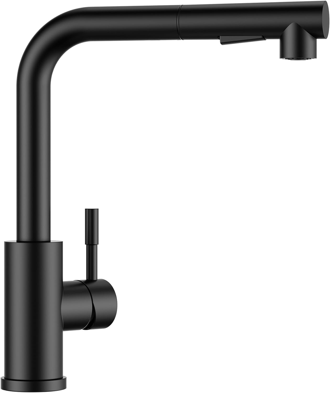 Robinet De Cuisine À 2 Jets, Mitigeur De Cuisine Avec Douchette Extractible Rotative À 360° Pour Eau Chaude Et Froide, Noir