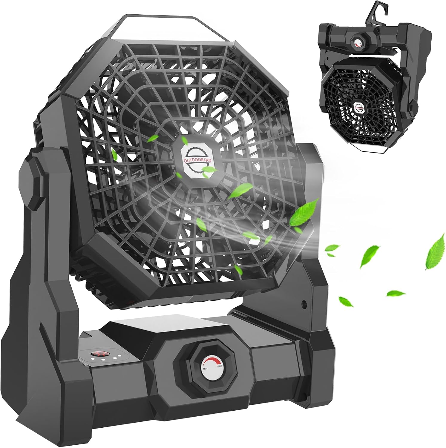 Ventilateur De Camping Rechargeable, Portable, À Piles 7800 Mah, Idéal Pour La Pêche, Le Camping, La Chambre Et Le Lieu De Travail (noir)