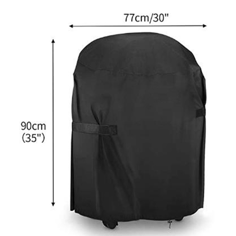 Housse Ronde Pour Barbecue, Compatible Avec La Plupart Des Barbecues, 77 X 90 Cm, Noire