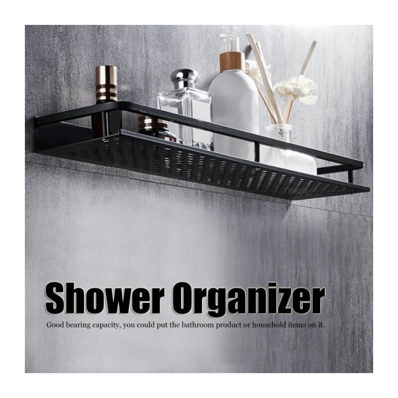 Étagère De Salle De Bain En Acier Inoxydable 1 Pcs Noir 50cm
