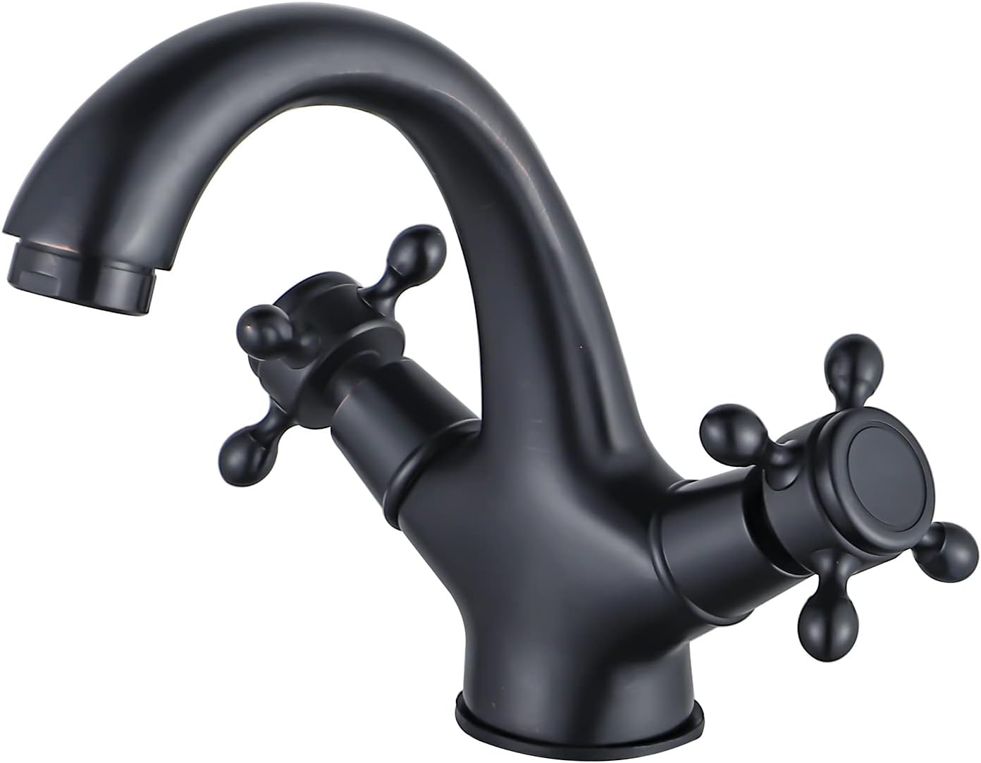 Robinet De Salle De Bain Noir Rétro Robinet De Lavabo En Laiton Antique Avec Double Poignée，g3/8