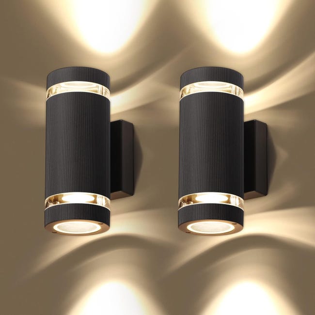 Lemroe Applique Murale Ledled Applique Murale Exterieur, Ip65 Etanche Luminaire Lampe Extérieur, Moderne Éclairage Mural 3000k , 2pcs Noir Circulaire