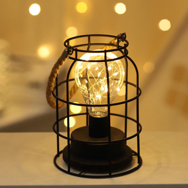Noir Lampe De Table De Chevet À Piles 22cm Haute Sans Fil Batterie Lampe Suspendue Avec Ampoule Led Edison Pour Balcon Maison Patio Chambre Mariages