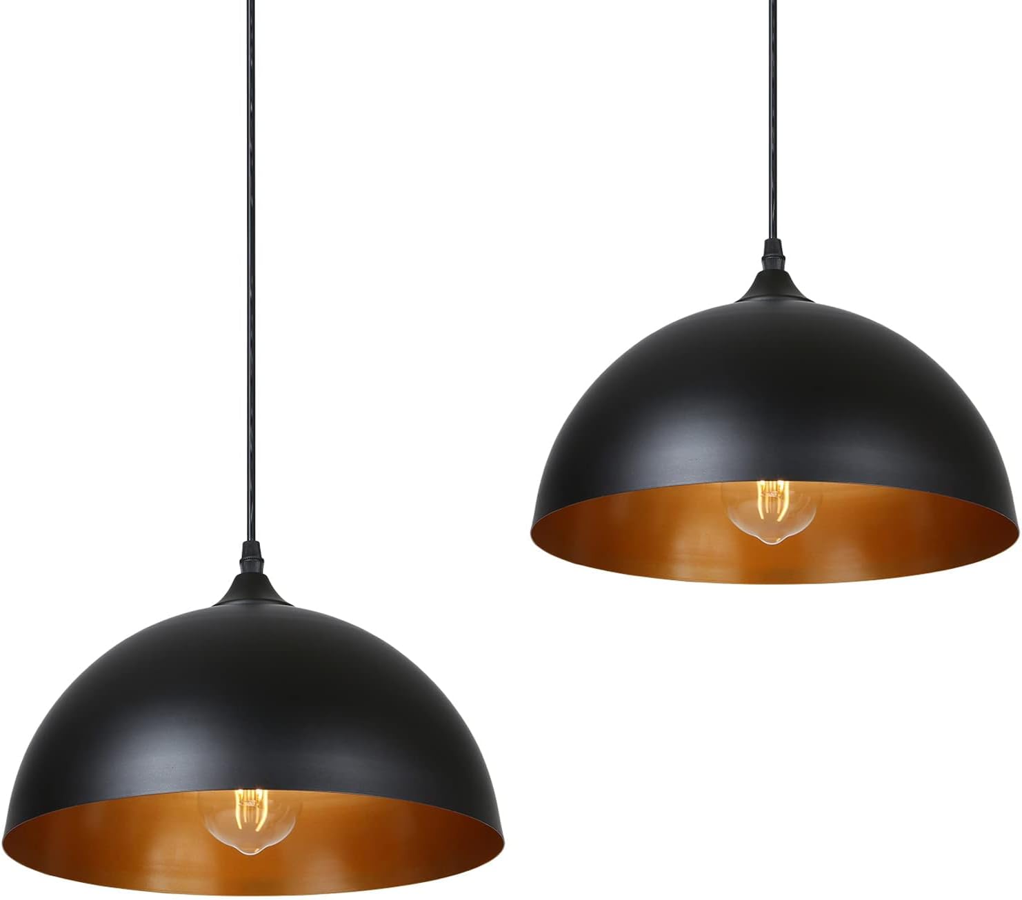 Lot De 2 Suspensions Rétro En Métal - Style Industriel Vintage - Diamètre : 30 Cm - Noir