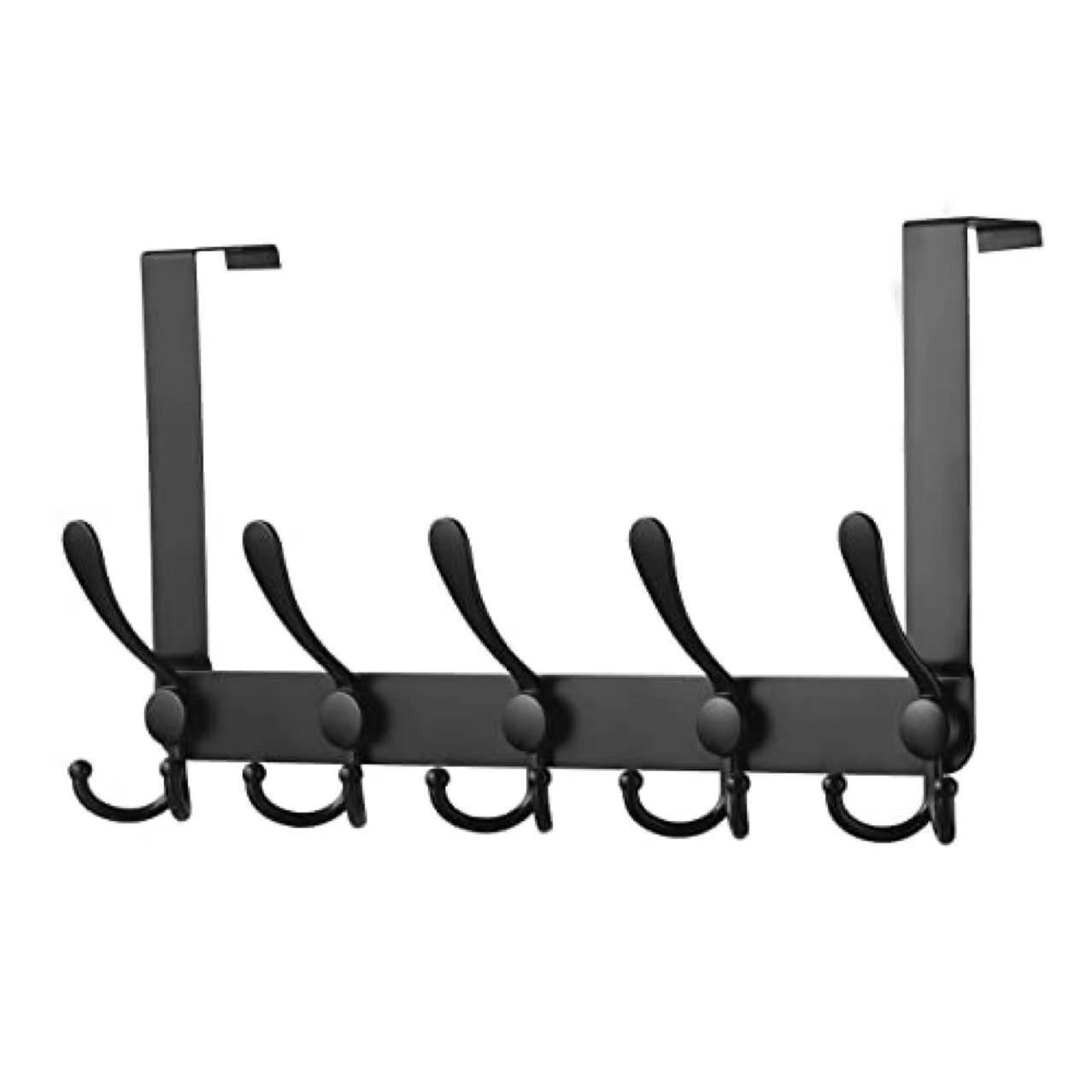 Crochets De Porte En Acier Inoxydable, Crochets De Porte Pour Portes De Salle De Bain De Chambre À Coucher (noir, 15 Crochets, 4,5 Cm)