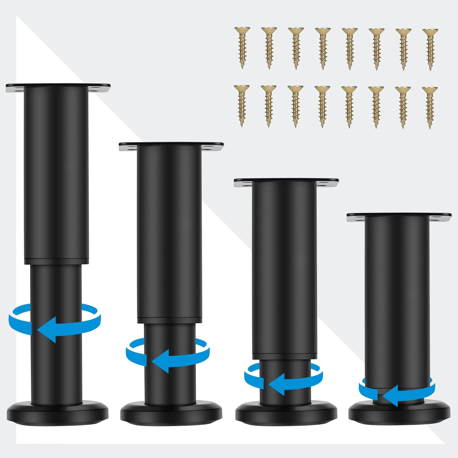 (pieds Pour Les Éléments De Mobilier Et Pièces Métalliques Améliorées De 4,7 À 7 Pièces, Pièces Pour Le Meuble Lourd Pour L'Extension Du Canapé/lit/bureau/canapé, 4 Pièces - Noir