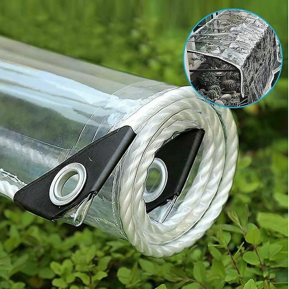1.5m X 1.8m Outdoor Transparent Pvc Plastic Tarpaulin With Eyelets - Waterproof, Windproof, Tearproof Cover For Plants