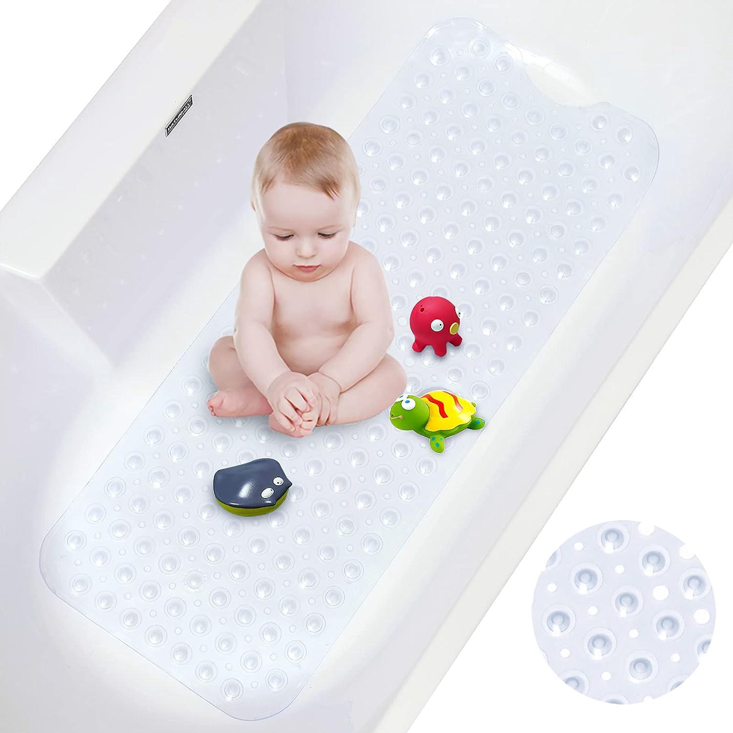 Tapis De Bain Antidérapant 101 X 40,5 Cm Avec Ventouses Puissantes, Transparent, Résistant À La Moisissure Et Lavable En Machine.
