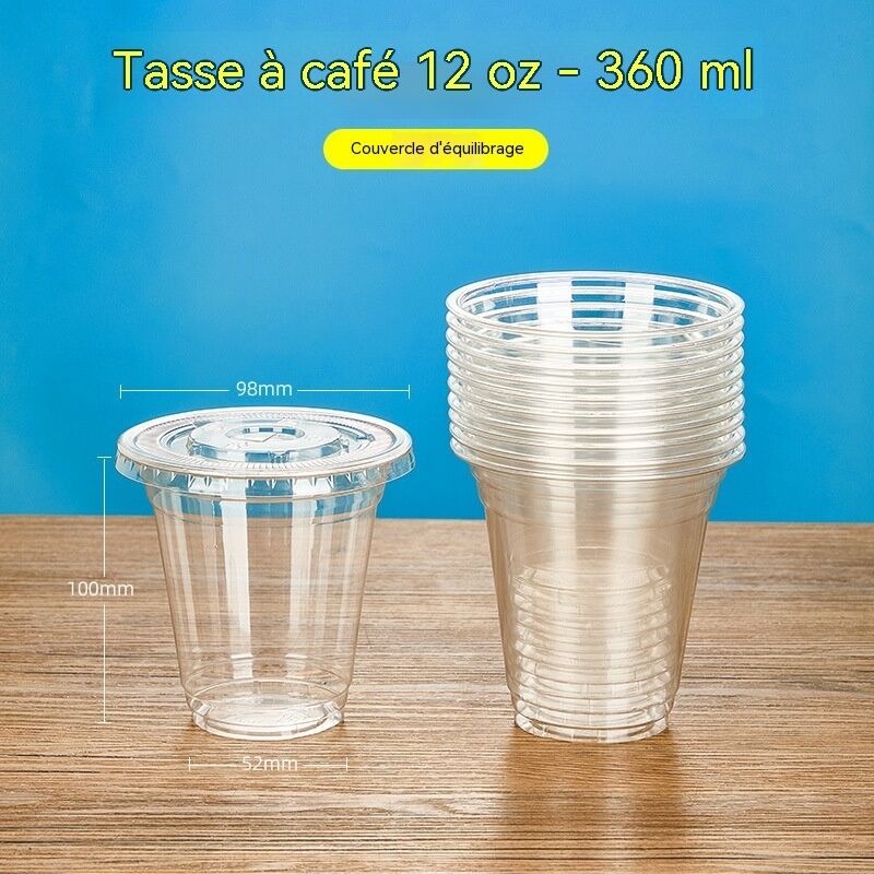 Gobelets Transparents En Plastique Jetables Avec Couvercles Pour Jus Cafe The Au Citron The Au Lait Lot De 50 Pieces