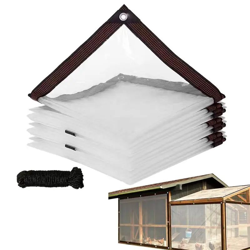 Bâche De Protection, Bâche Imperméable En Vinyle Transparent Avec Œillets, Bâche Imperméable Transparente Pour Couvrir Le Poulailler, Le Porche, L'Auvent, Les Plantes Et Le Camping (5x5m)