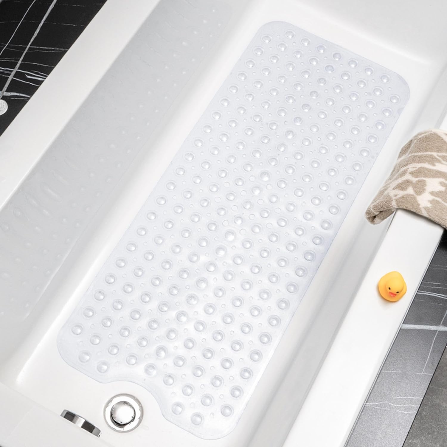 Tapis De Bain Antidérapant, 101 X 40 Cm, Résistant Aux Moisissures Et Lavable En Machine, Sans Bpa, Transparent