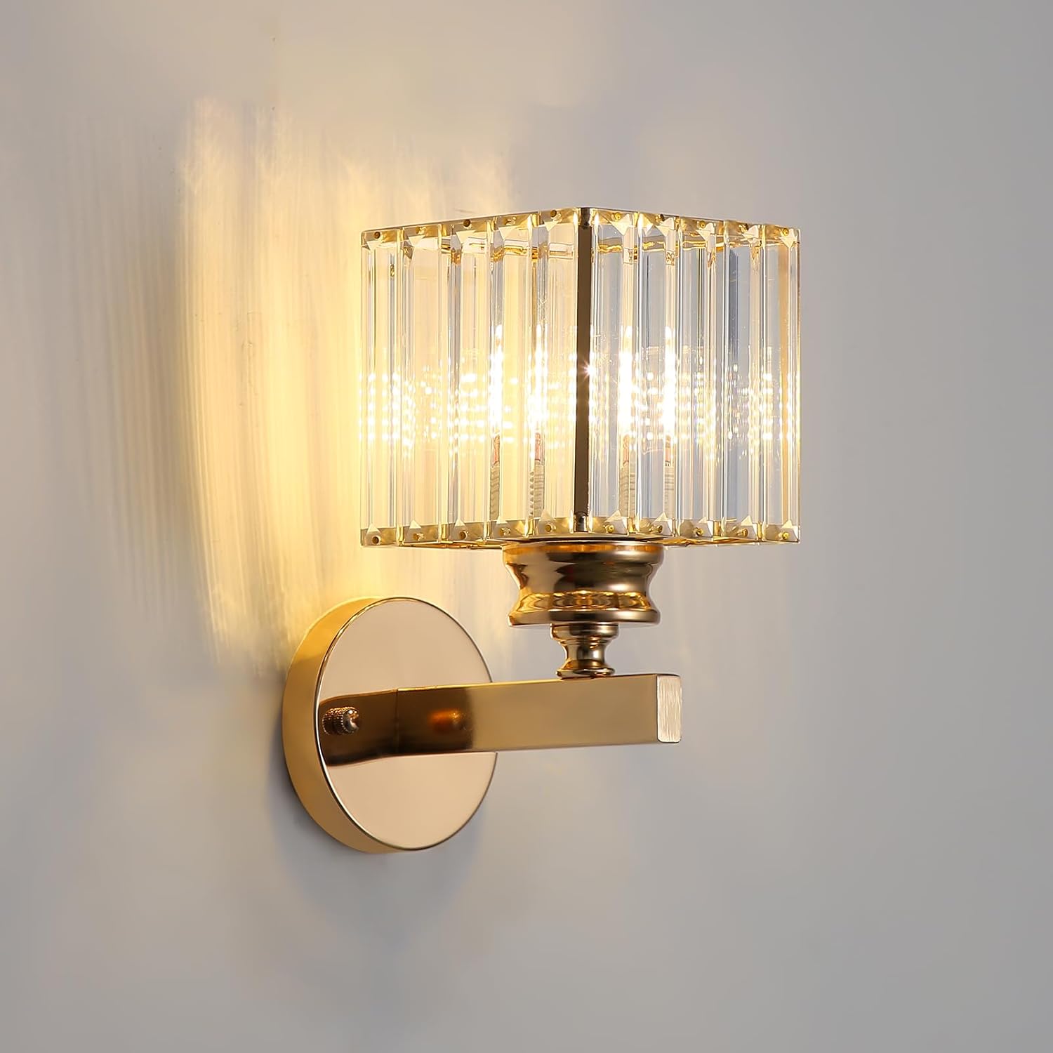Applique Murale En Cristal Doré E27, Adaptée À L'Éclairage De La Chambre, Du Couloir, Du Restaurant