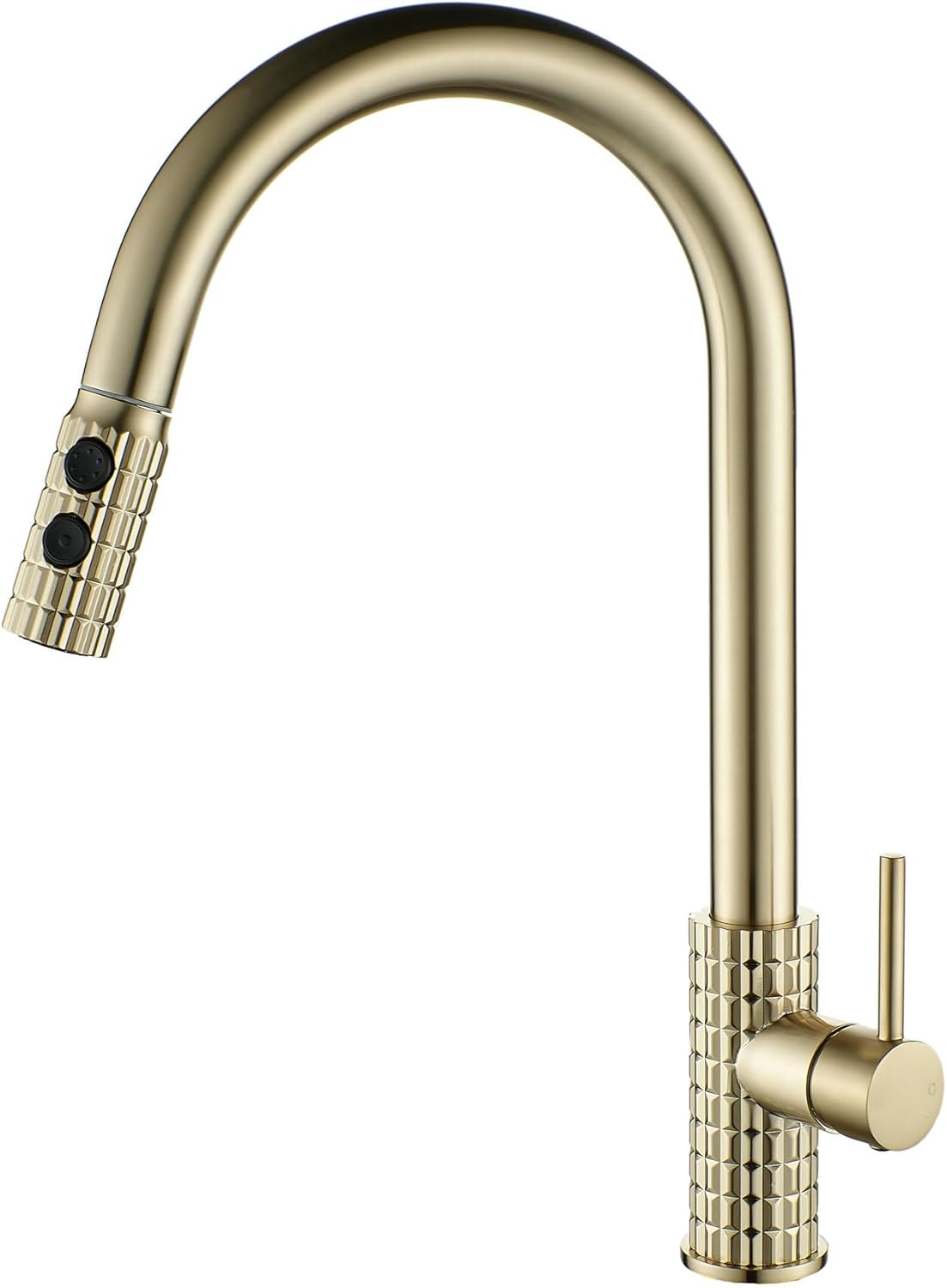 Robinet De Cuisine Doré Haute Pression Avec Douche Amovible Extensible À 360°