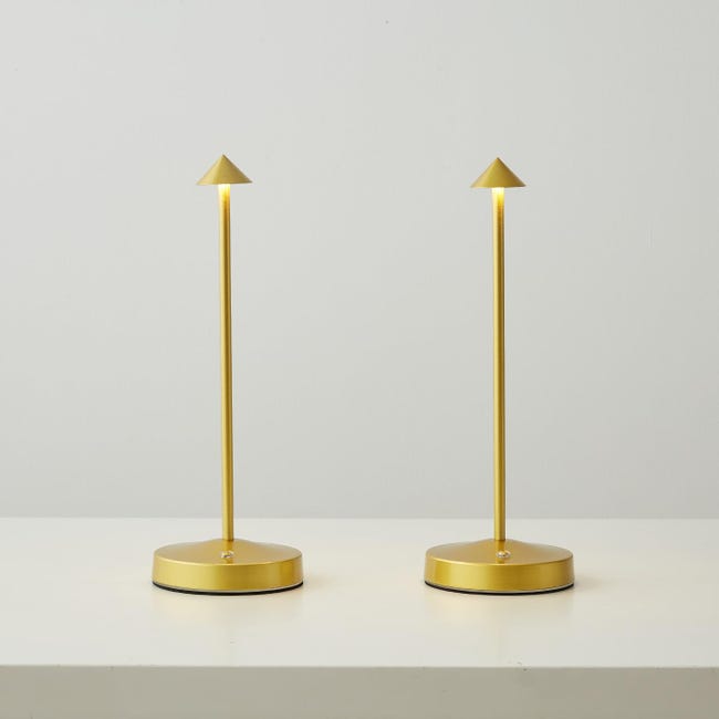 Lampes De Table Sans Fil, Lampe De Bureau Tactile Led Rechargeable, Température De Couleur À 3 Niveaux,veilleuse À Intensité Variable,dorée, 2 Pièces