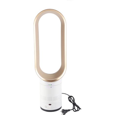 Ventilateur Sans Pales Ultra Silencieux, Purification De L'Air, Télécommande, Design Elliptique, Pour Maison Et Dortoir, Doré, 220v Eu.