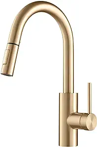 Robinet Mélangeur D'Eau Chaude Et Froide En Acier Inoxydable Doré Pour Évier De Cuisine, Grand Coude (sans Tuyau)