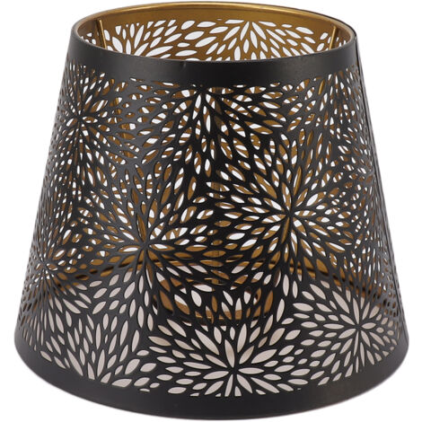 Eosnow – Abat-jour En Fer Ajouré Noir – Motif Doré Intérieur – E27/e26 Pour Lampe Plafond Ou Table – Hauteur 15cm, Diamètre 19cm