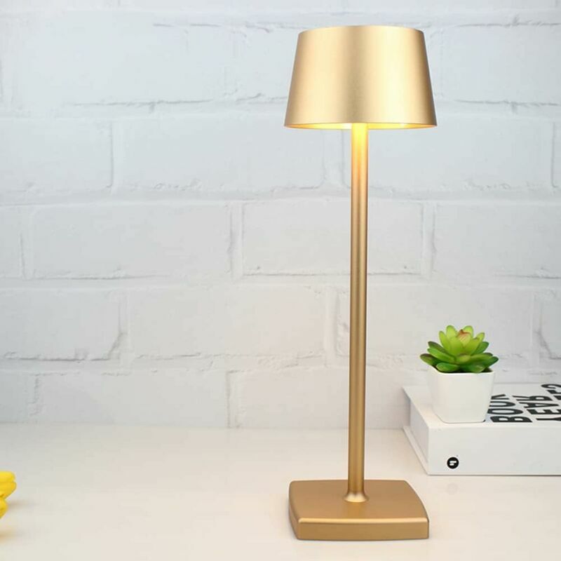 Lampe De Table Sans Fil, Lampe Sans Fil Rechargeable Dimmable 5200 Mah, Lampe Exterieur Étanche Ip54, Pour Intérieur Extérieur Restaurant Buffet Bar Café, Doré