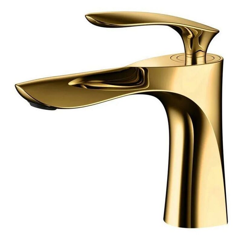 Robinet De Lavabo Pour Salle De Bain Mitigeur En Laiton Fini Or Chrome Doré Mitigeur Avec Lavabo（avec Tuyau）