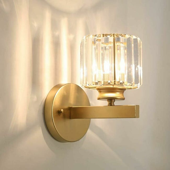 Ulisem Métal Led Applique Postmoderne Exquis Cristal Applique À La Maison Décoration Chevet Lanterne E27 Verre Allée Escalier (doré)