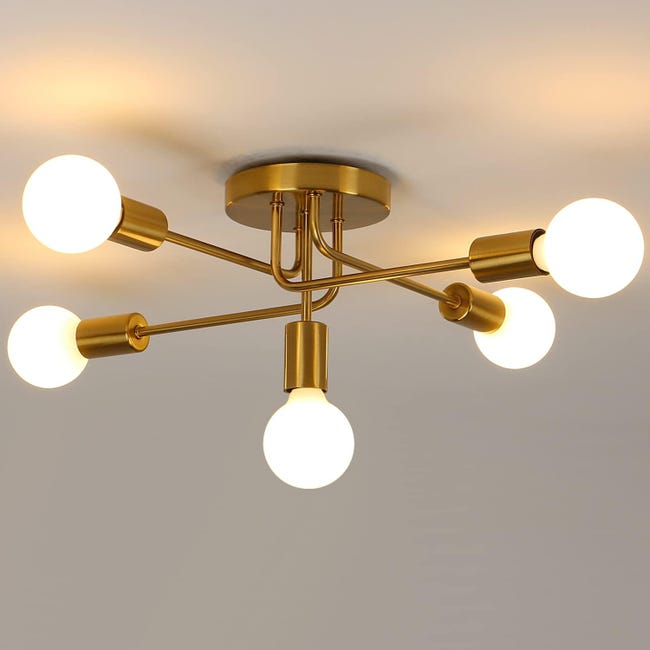 Lustre Moderne, Plafonnier Semi-encastré Doré À 5 Lumières, Plafonniers Réglables Pour Salon, Cuisine, Salle À Manger, Ferme, Couloir (sku Produit : 96813598 Sku Offre : Mkh25.7.22-9)