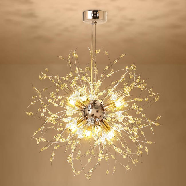 Lustre Moderne, 8 Lumières, Plafonnier Encastré En Cristal Doré Pour Salon, Chambre, Salle À Manger Et Cuisine (sku Produit : 96813699 Sku Offre : Mkh25.7.22-2)