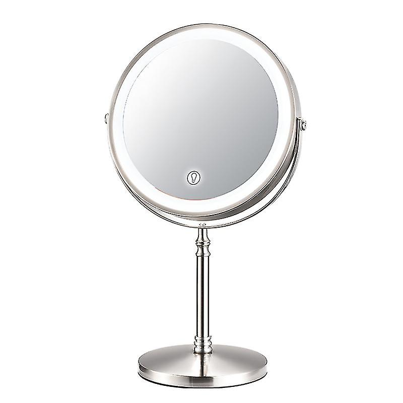 Miroir De Maquillage Doré De 20 Cm Avec Éclairage Intégré, Chargement Usb, Grossissement X10, Rétroéclairage Réglable, Sur Pied.