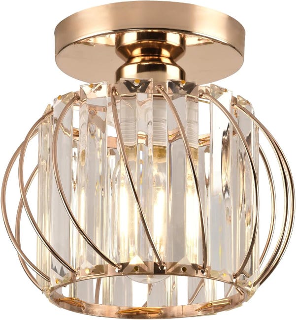 Lustre En Cristal, Petit Plafonnier Semi-encastré Pour Cuisine, Couloir, Salle À Manger, Salon, Bar (doré) (sku Produit : 96813667 Sku Offre : Mkh25.7.22-8)