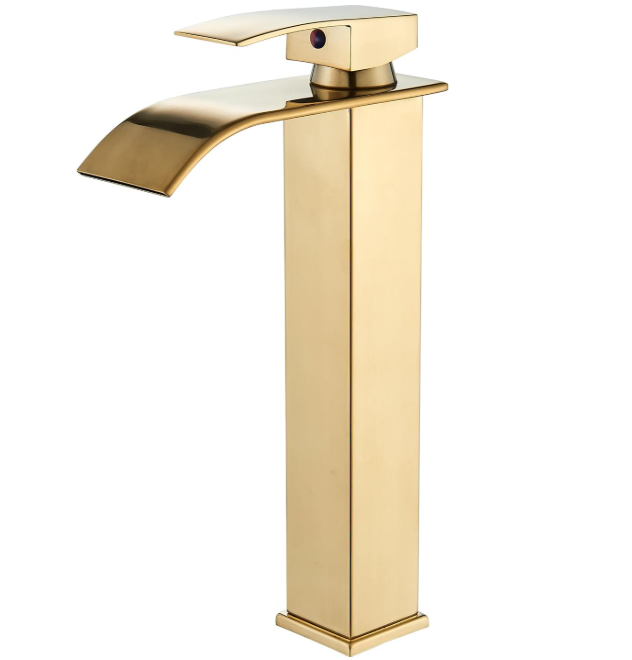 Robinet De Salle De Bain À Cascade,robinet Mitigeur De Salle De Bain À Cascade À Trous, Cartouche Céramique, Finition Dorée Brossée