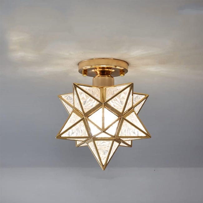 Plafonnier Lustre Moderne, Plafonnier Encastré, Lampe Design Étoile Style Rétro Nordique (doré) (sku Produit : 96813853 Sku Offre : Mkh25.7.22-14)
