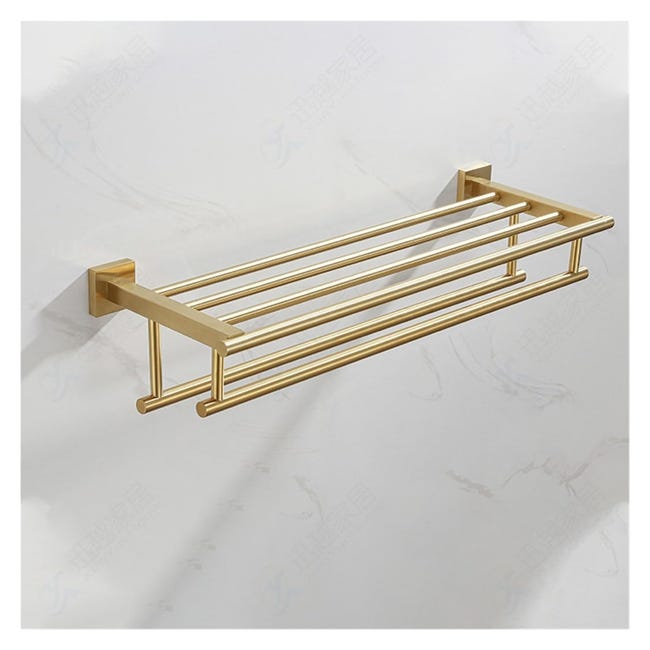 Porte-serviettes De Salle De Bain En Acier Inoxydable 304 Brossé Doré, 50 Cm, Double Couche, Pour Vêtements