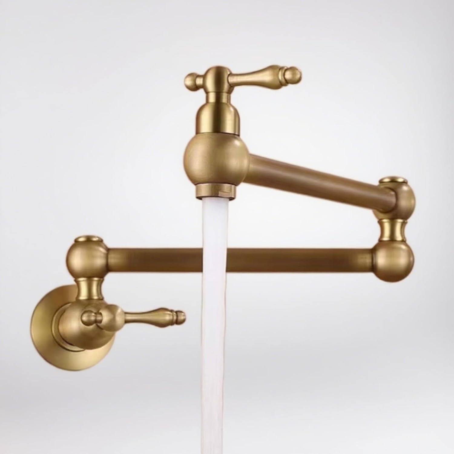 Robinet De Remplissage De Casserole En Laiton Doré Brossé, Robinet D'Eau Froide À Fixation Murale Unique Avec Bec Pliable, Finition Durable