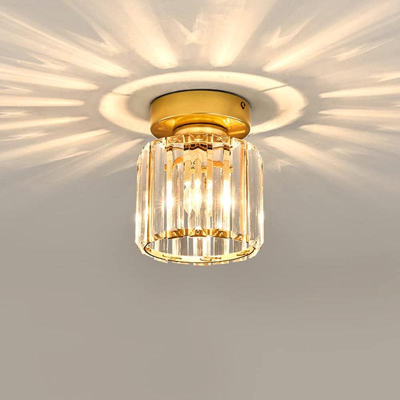 Luminária De Teto Moderna De Cristal E27, Com Cúpula Redonda Criativa Para Corredor, Quarto, Café, Sala De Estar, Bar, Cozinha, Hotel, Dourada.
